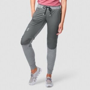 On Cloud Womens Running Jogger Pants Size Large Gray Drawstring Zip Ankle Walk